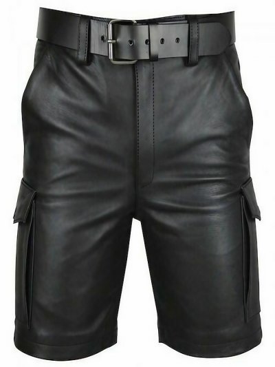 Men's Casual Shorts Faux Leather Shorts Pocket Solid Color Short Party Daily Club Fashion Classic Black